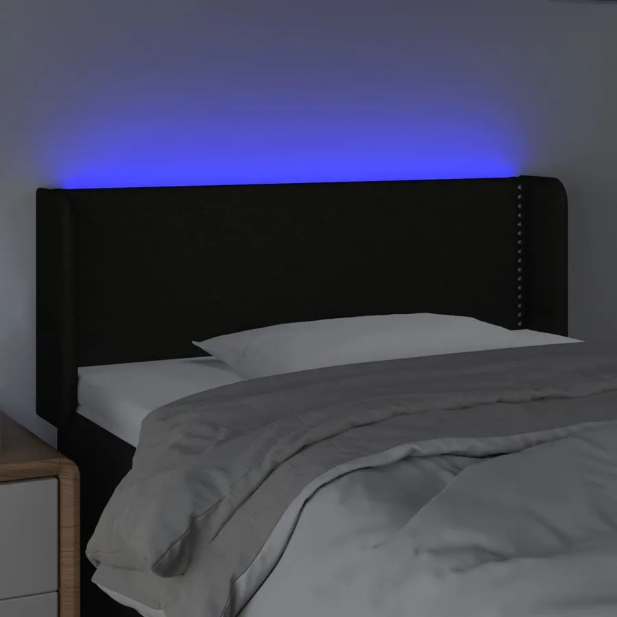 Tête de lit à LED Noir 103x16x78/88 cm Tissu - 4