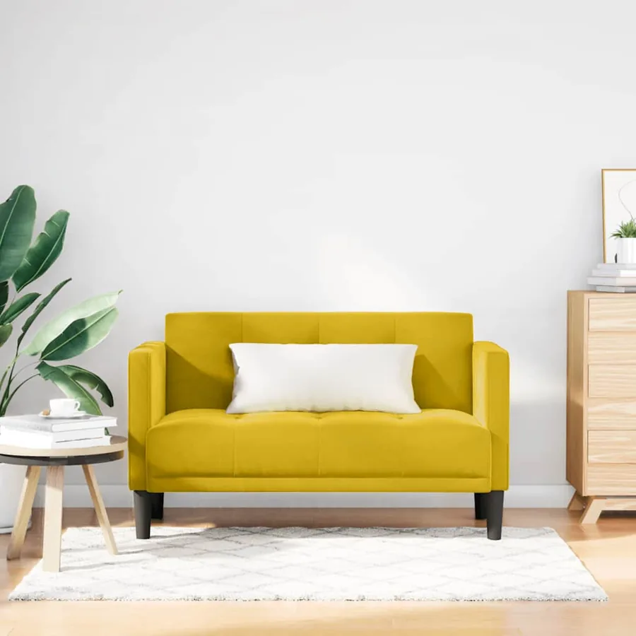 Canapé deux places Jaune 111 cm Velours
