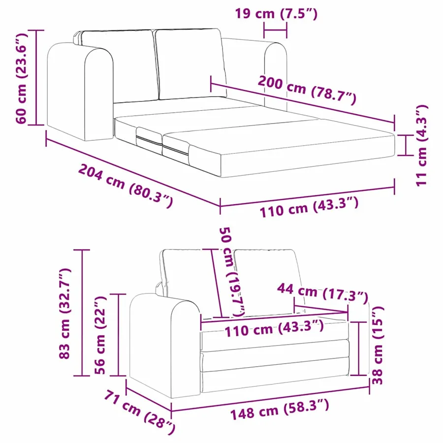 Canapé-Lit Gris clair 148 x 71 x 83 cm Velours - 12
