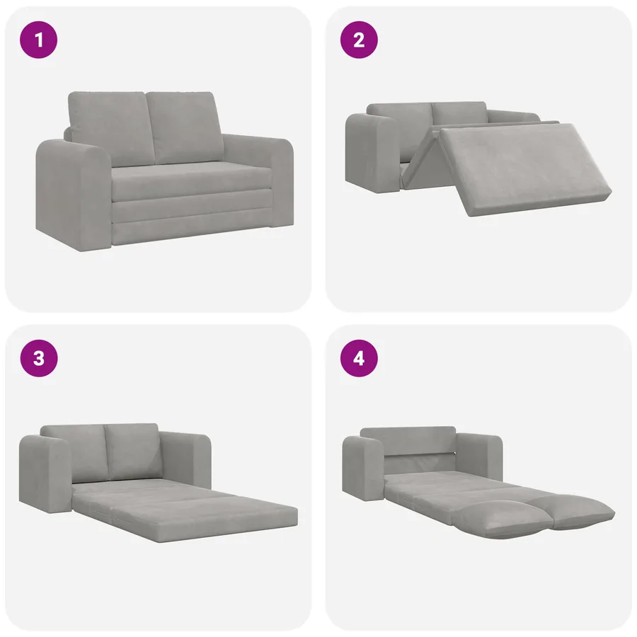 Canapé-Lit Gris clair 148 x 71 x 83 cm Velours - 8