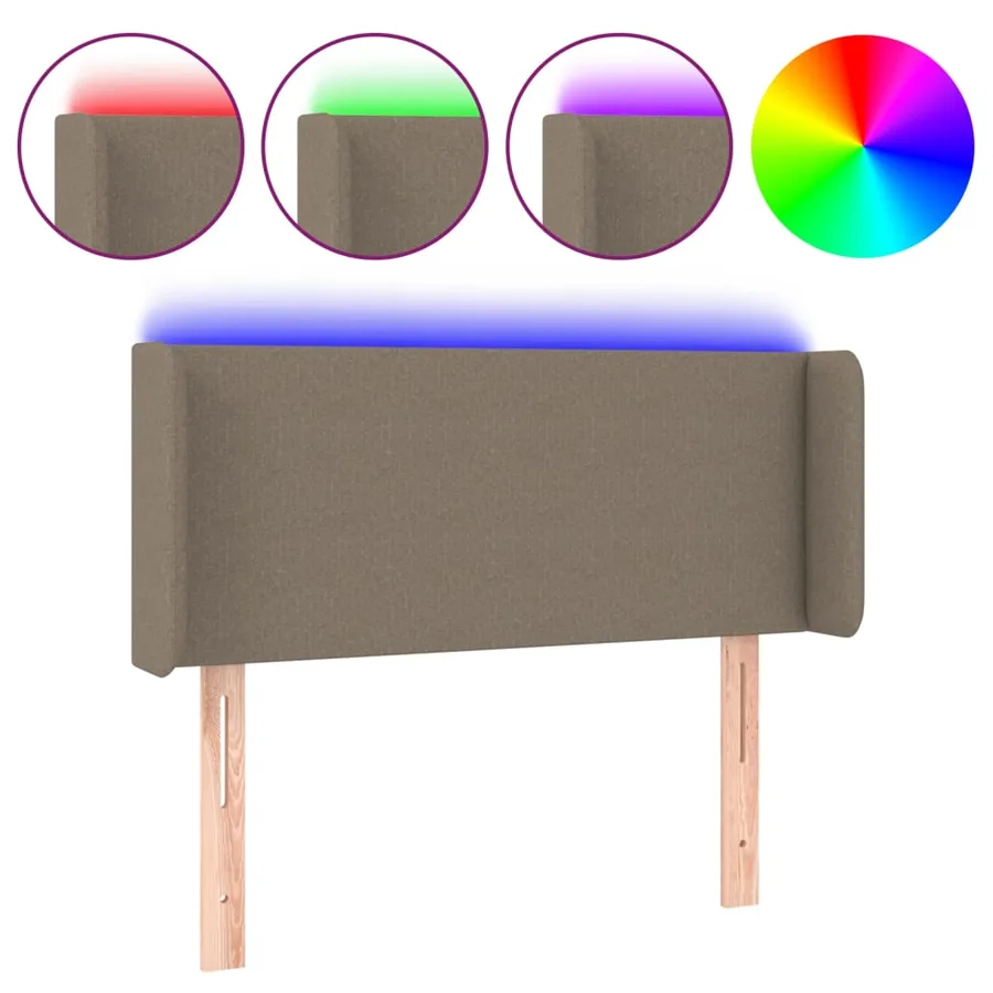 Tête de lit à LED Taupe 93x16x78/88 cm Tissu - 2