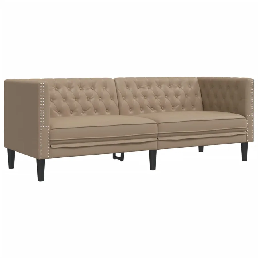 Ensemble de canapé Chesterfield 3 pcs cappuccino similicuir - 4