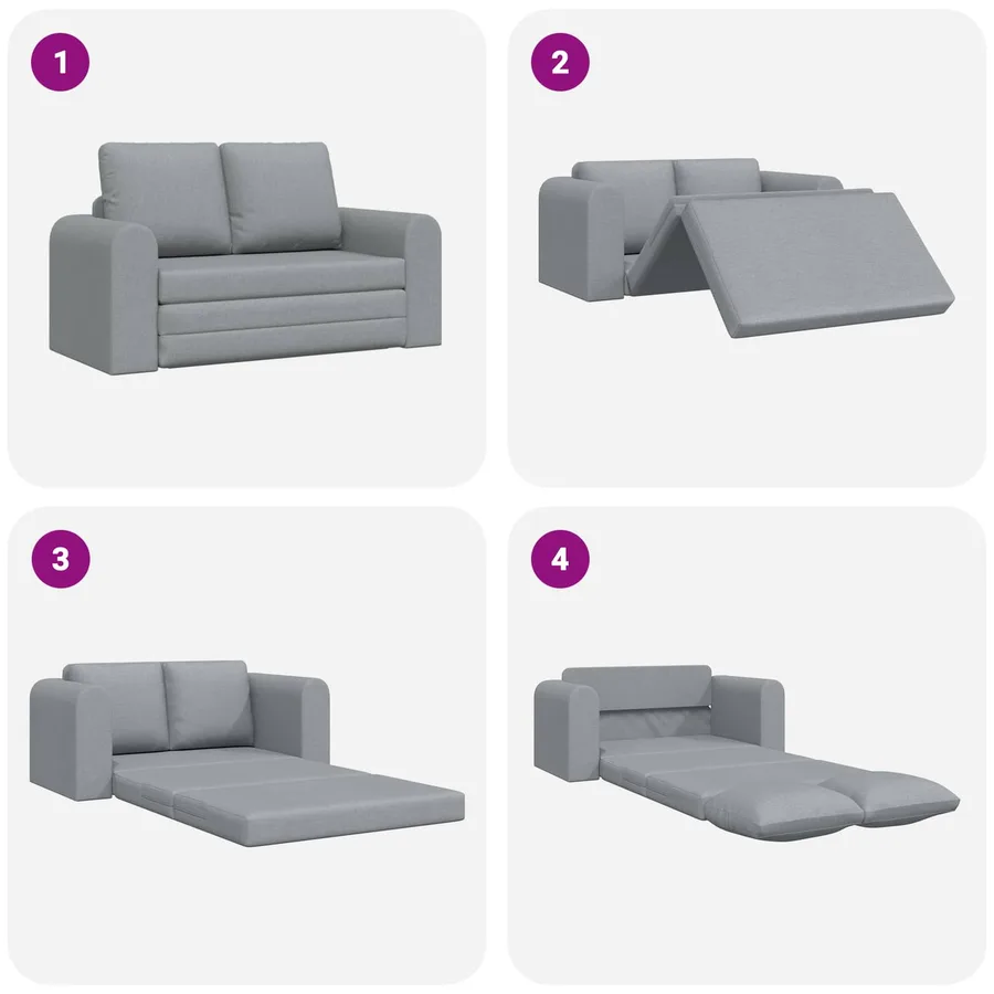 Canapé-Lit 60cm Gris clair tissu - 8