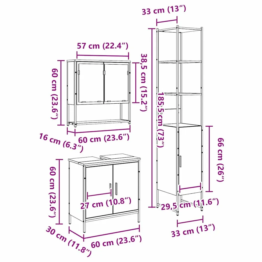 Ensemble de mobilier de salle de bain 3 pc Marron - 11