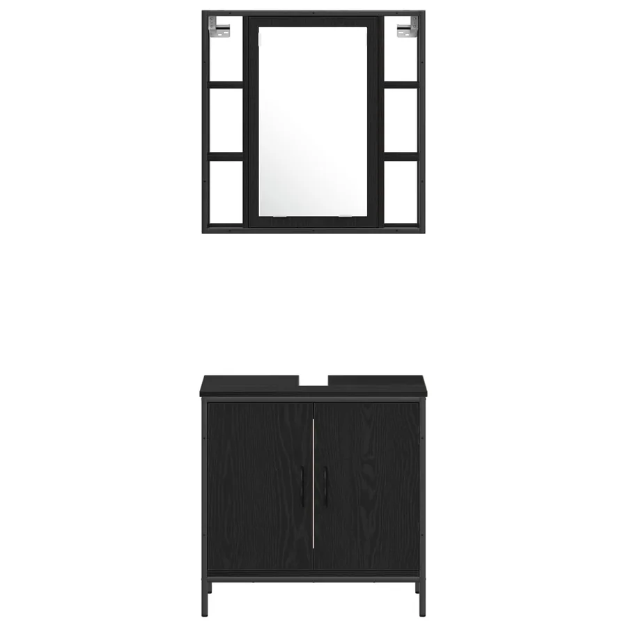 Ensemble de mobilier de salle de bain avec étagère 4 pcs Noir - 9