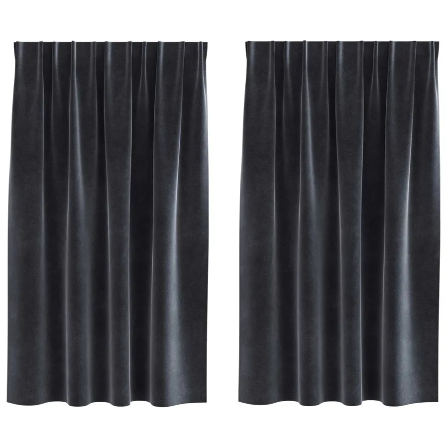 Rideaux occultants 2 pcs Gris foncé 140 x 140 cm Velours - 2