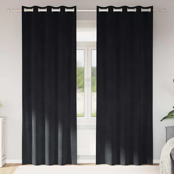 Rideaux occultants 2 pcs Noir 140 x 225 cm Velours