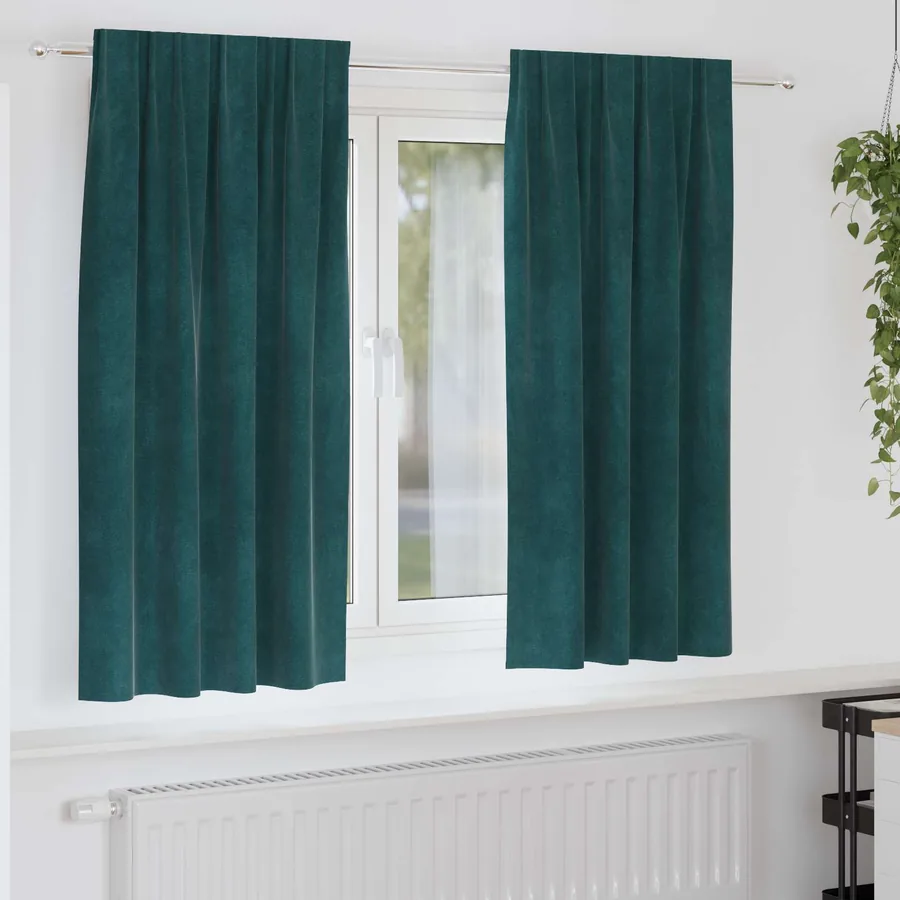 Rideaux occultants 2 pcs Vert foncé 140 x 175 cm Velours