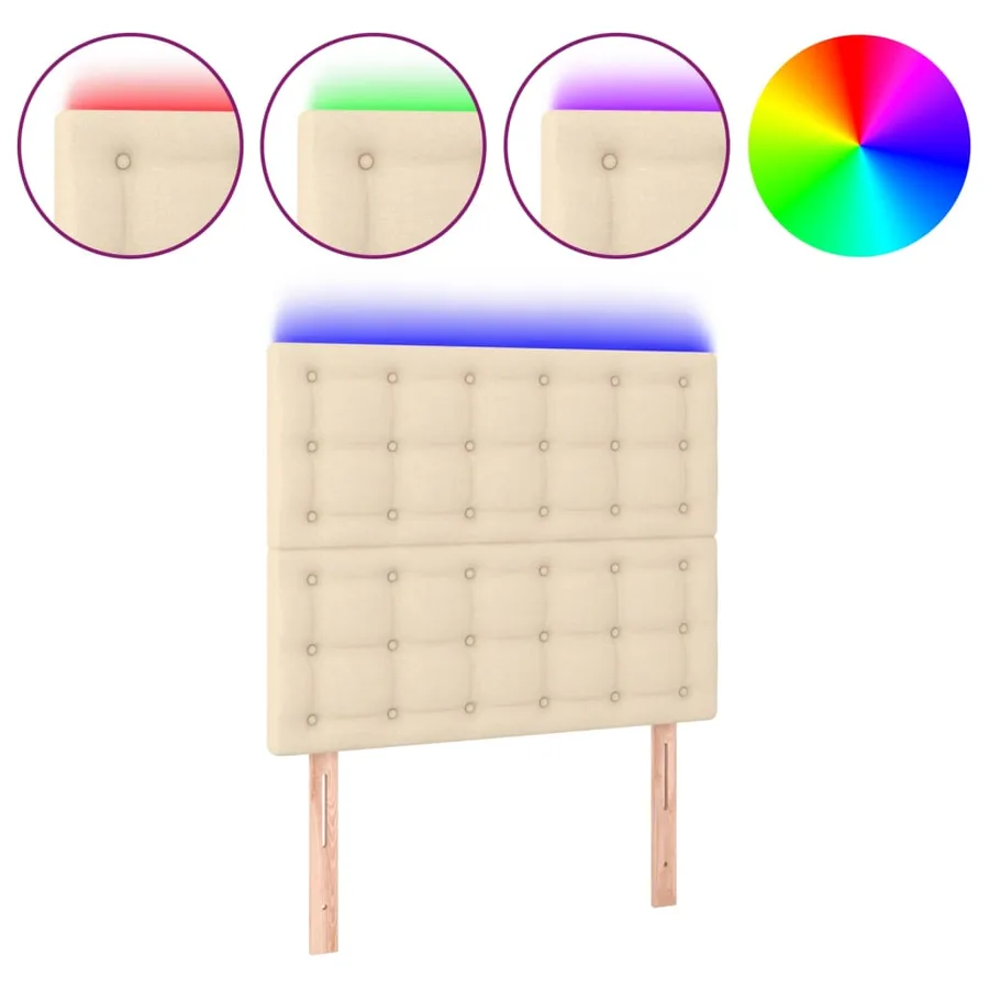 Tête de lit à LED Crème 100x5x118/128 cm Tissu - 2