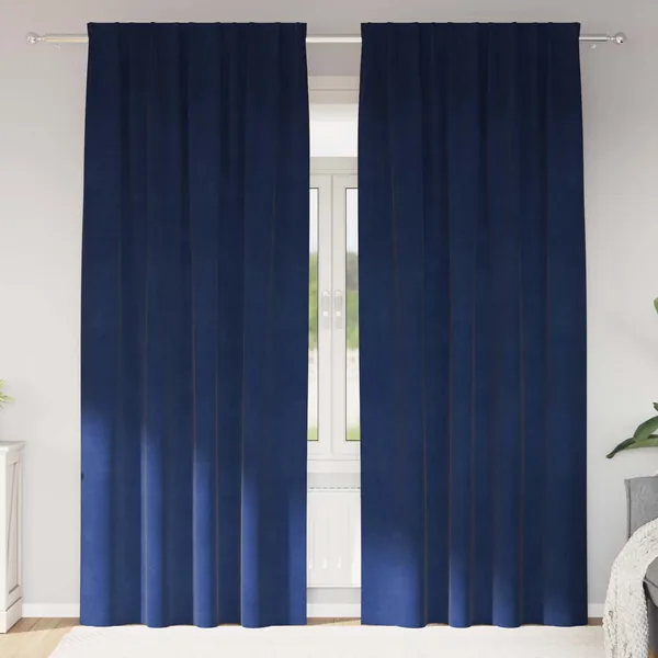 Rideaux occultants 2 pcs Bleu foncé 140 x 260 cm Velours