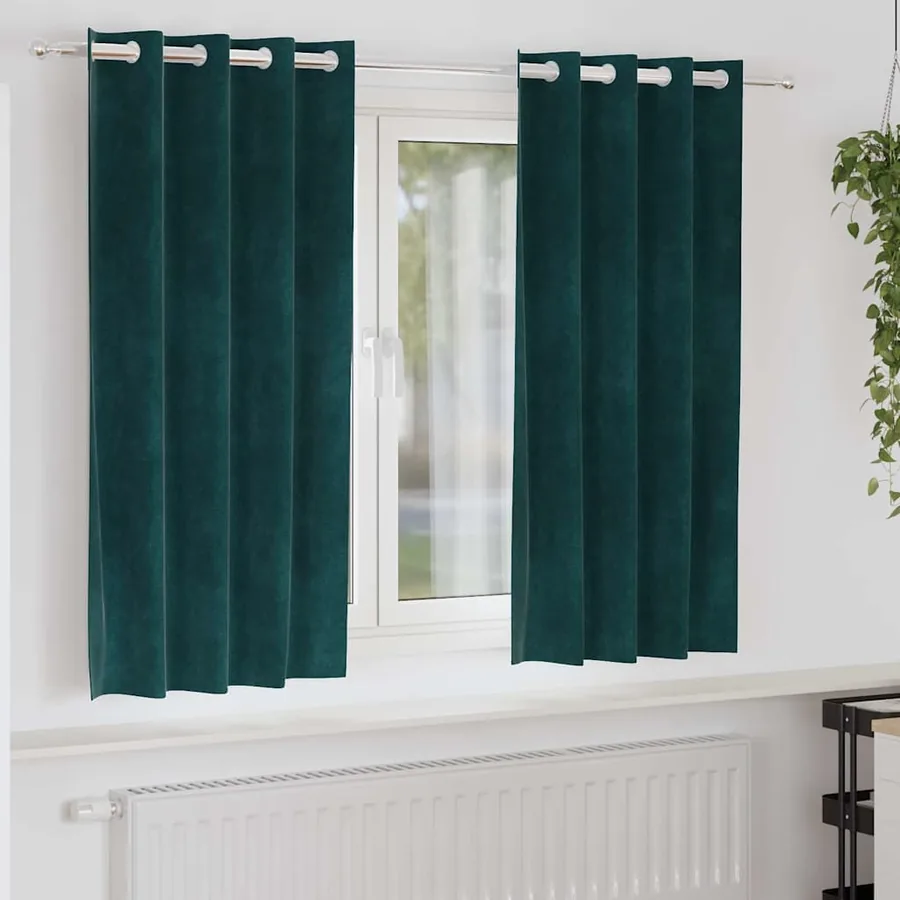 Rideaux occultants 2 pcs Vert foncé 140 x 175 cm Velours