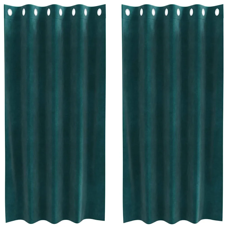 Rideaux occultants 2 pcs Vert foncé 140 x 175 cm Velours - 2