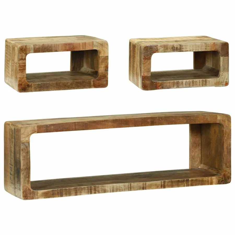 Ensemble meuble TV 3 pcs Marron Bois de manguier massif - 3
