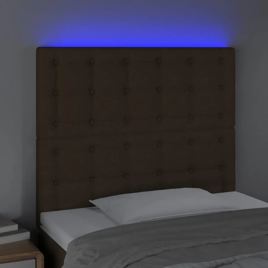 Tête de lit à LED Marron foncé 100x5x118/128 cm Tissu - 3