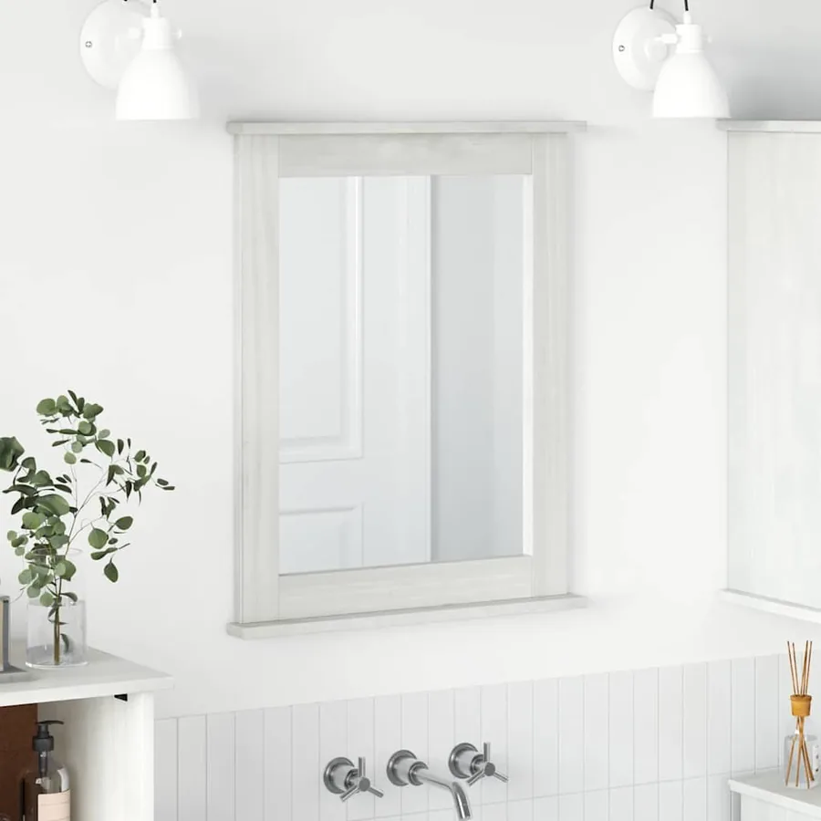 Miroir VIGO Blanc antique 55,5 x 5 x 70 cm Bois de pin massif