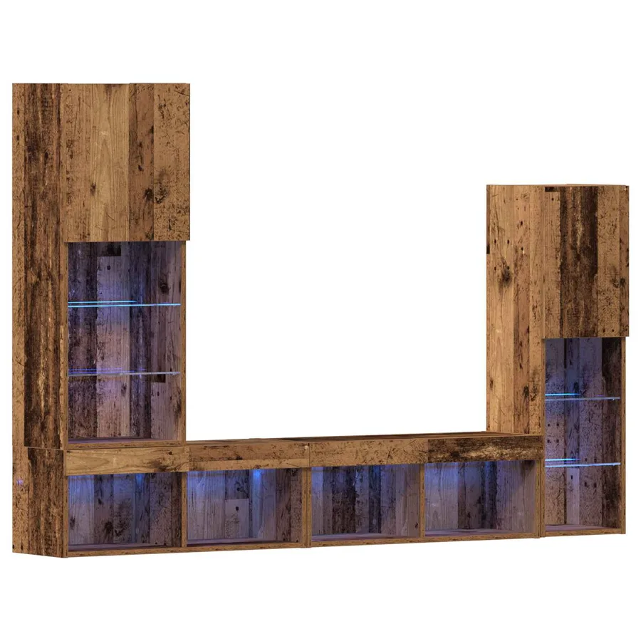 Meuble TV 4 pcs Bois ancien Bois d'ingénierie - 2