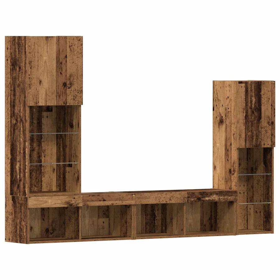 Meuble TV 4 pcs Bois ancien Bois d'ingénierie - 7