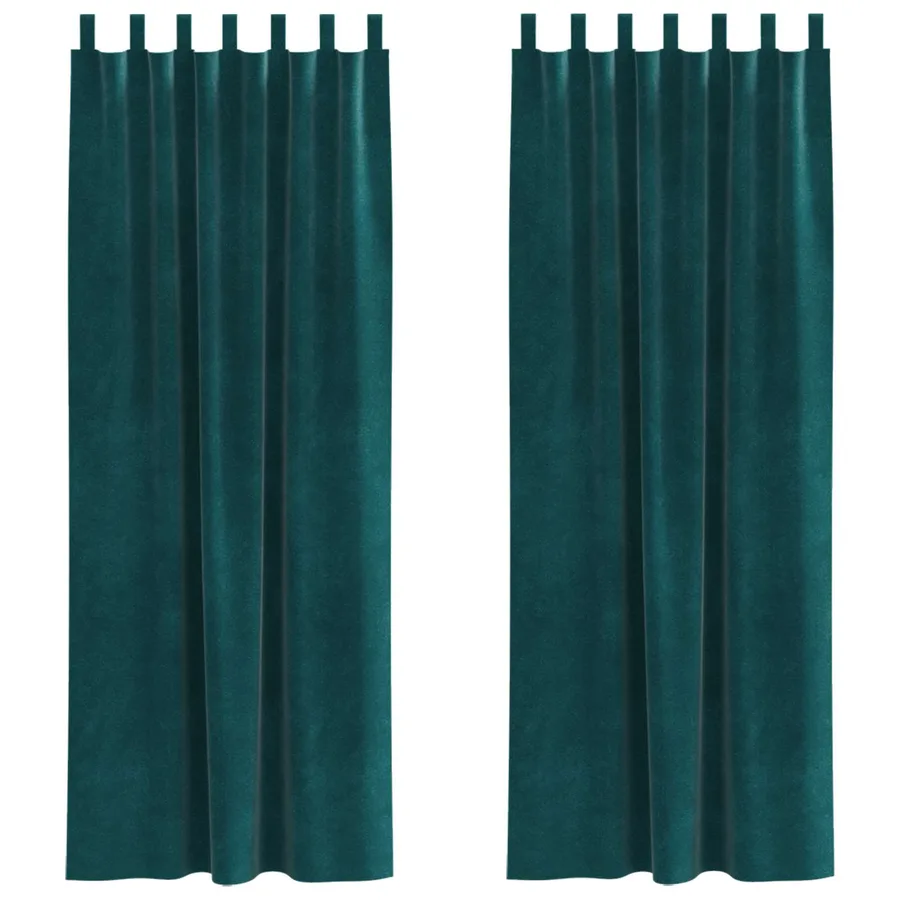 Rideaux occultants 2 pcs Vert foncé 140 x 245 cm Velours - 2