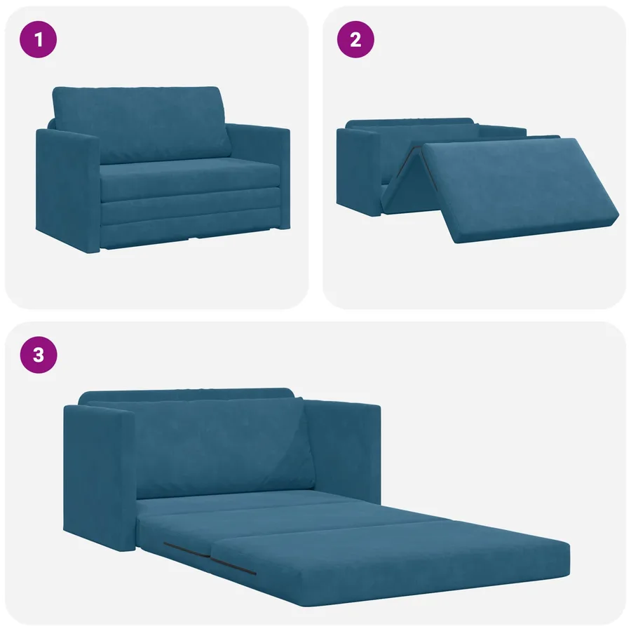 Canapé-Lit Bleu 124 x 71 x 78 cm Velours - 8