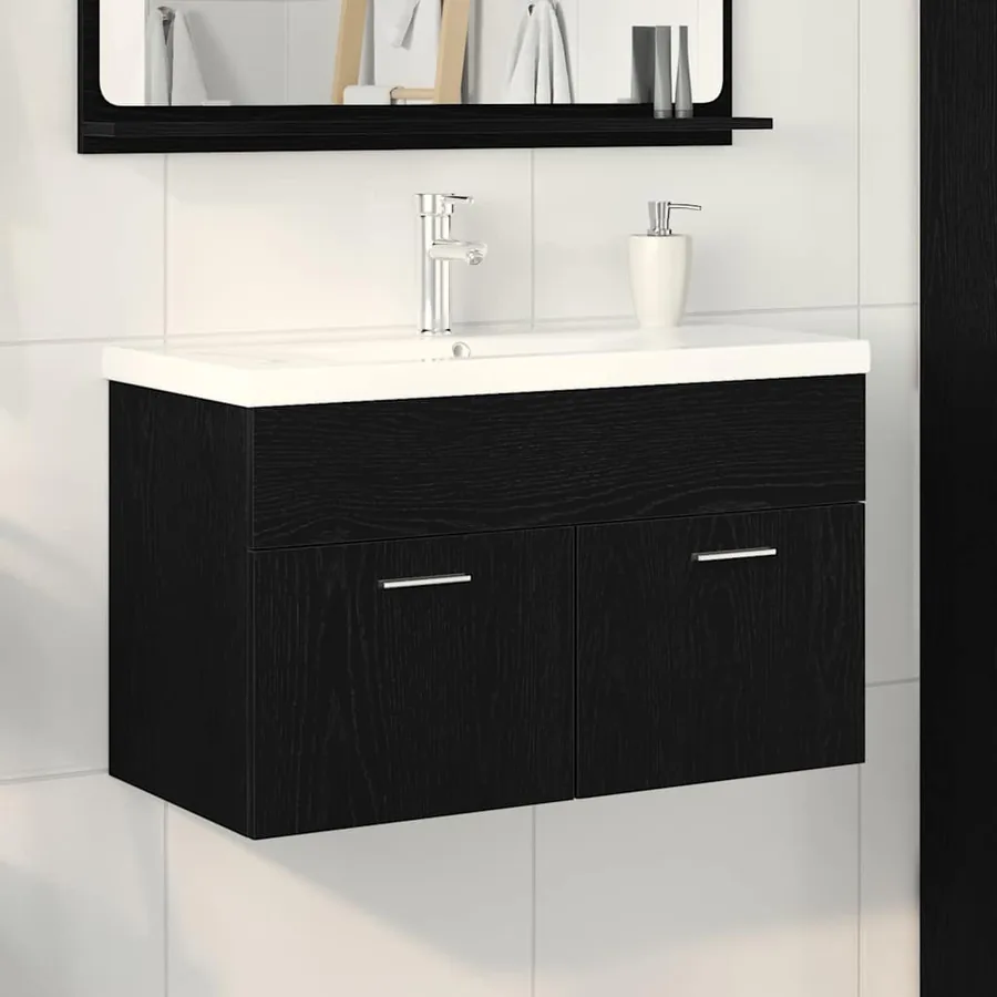 Armoire de salle de bain Chêne noir 80 x 38,5 x 46 cm