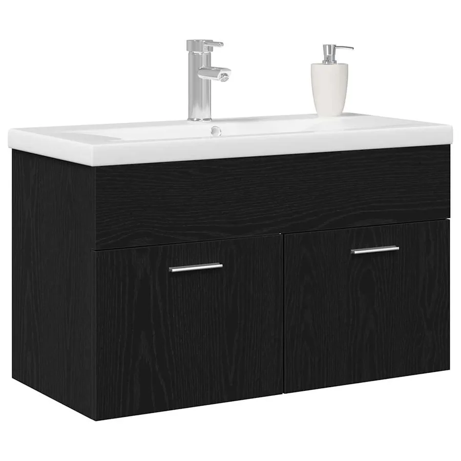 Armoire de salle de bain Chêne noir 80 x 38,5 x 46 cm - 3