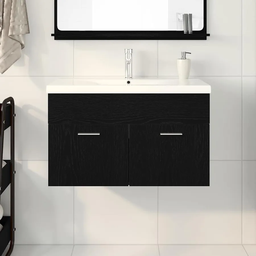 Armoire de salle de bain Chêne noir 80 x 38,5 x 46 cm - 4
