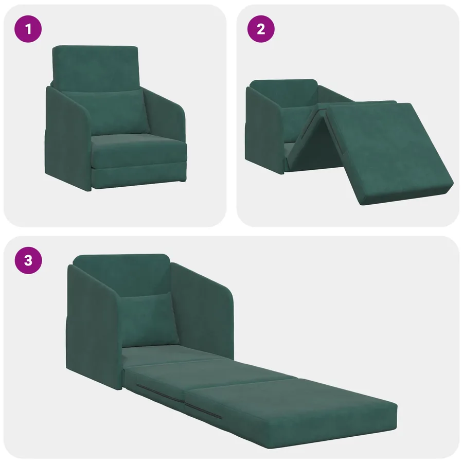 Canapé-Lit Vert foncé 65 x 80 x 83 cm Velours - 10