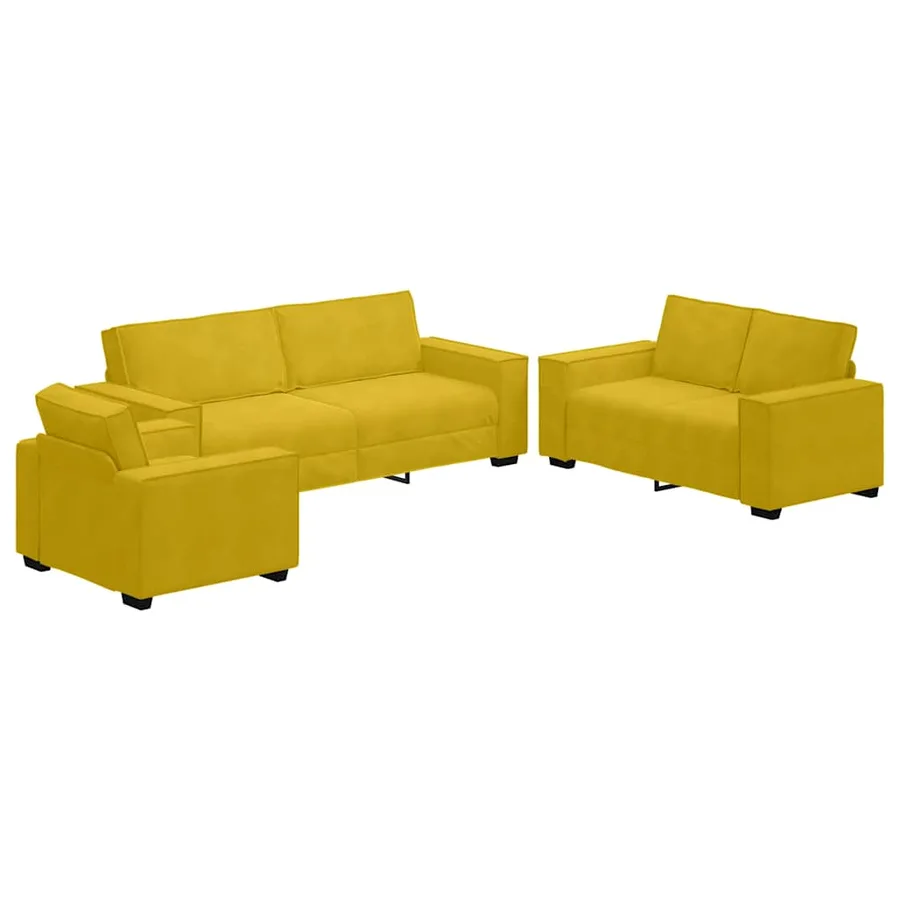 Ensemble de canapés 3 pcs avec coussins Jaune Velours - 2