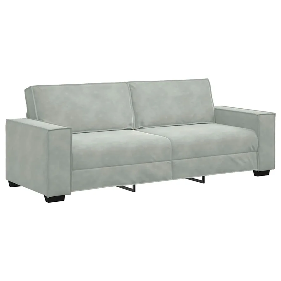 Ensemble canapé 2 pcs avec coussins velours gris clair - 5