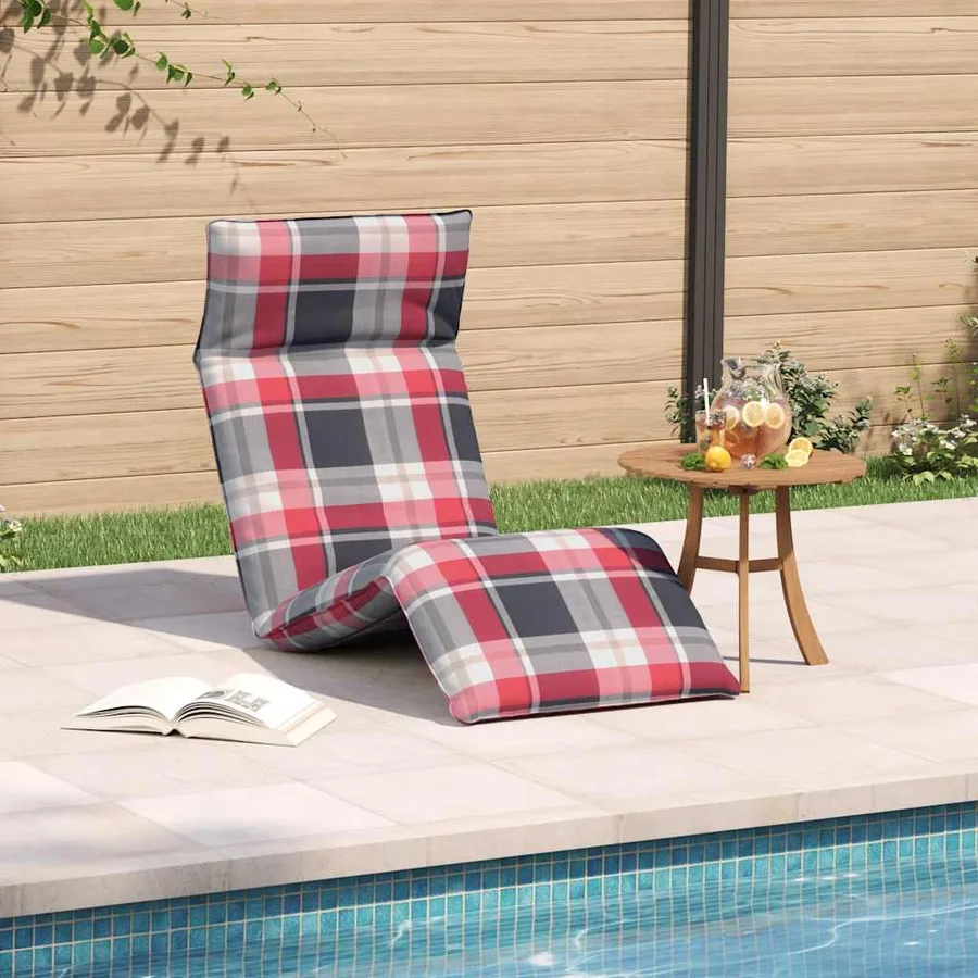 Transat pliant à carreaux rouges 175 x 54 x 8,5 cm tissu Oxford - 3