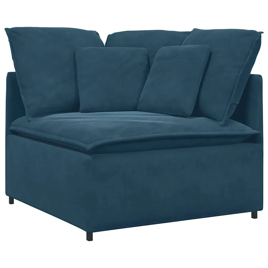 Canapé modulable avec coussins velours bleu - 3