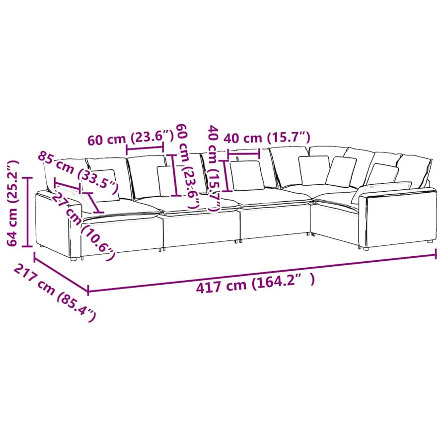 Canapé modulaire avec coussins en velours gris foncé - 12