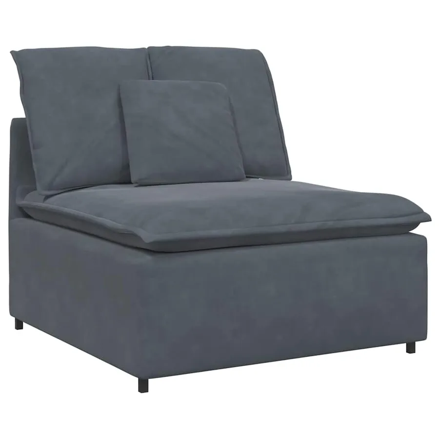 Canapé modulaire avec coussins en velours gris foncé - 4