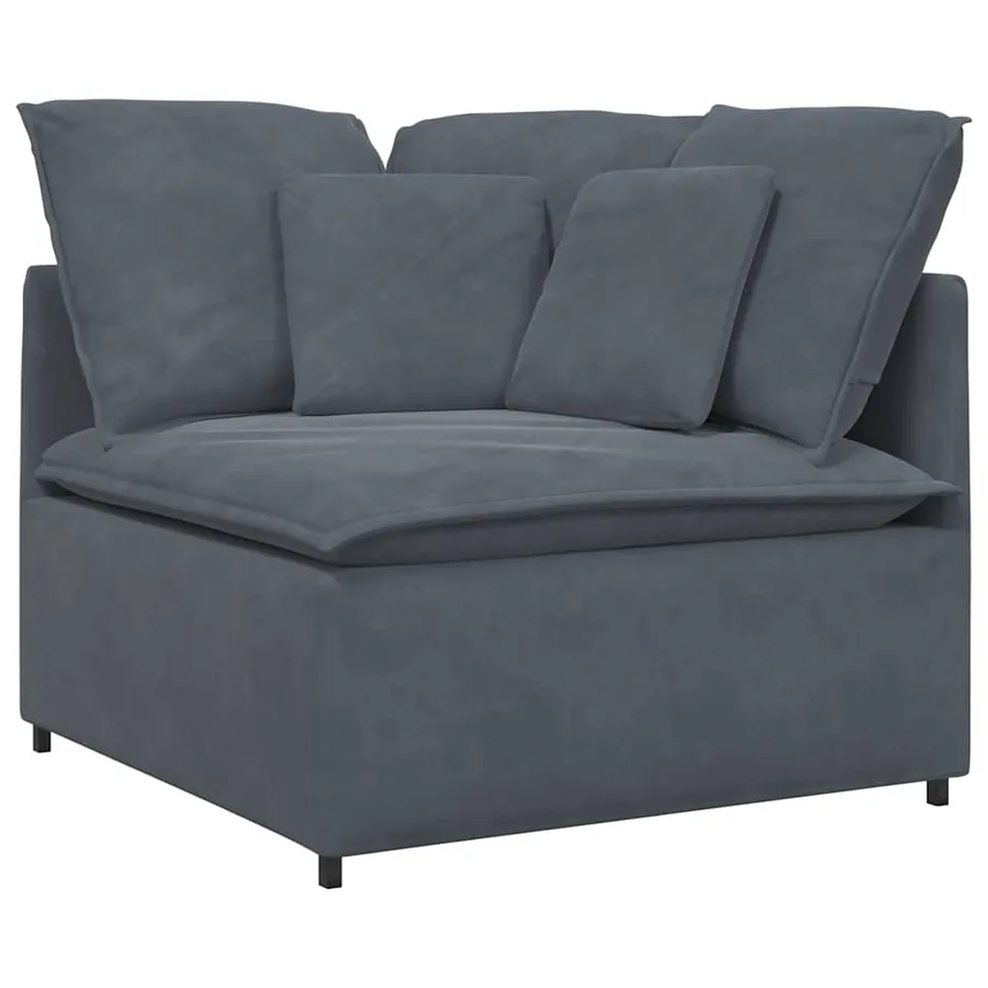Canapé modulaire avec coussins en velours gris foncé - 5