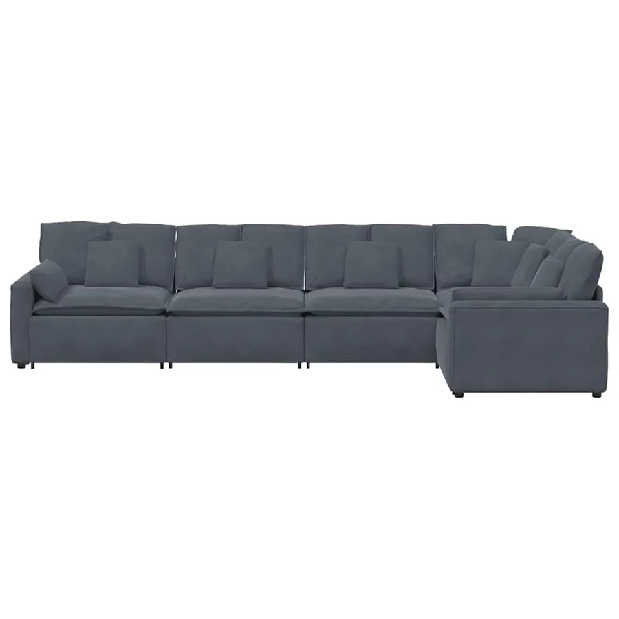 Canapé modulaire avec coussins en velours gris foncé - 6