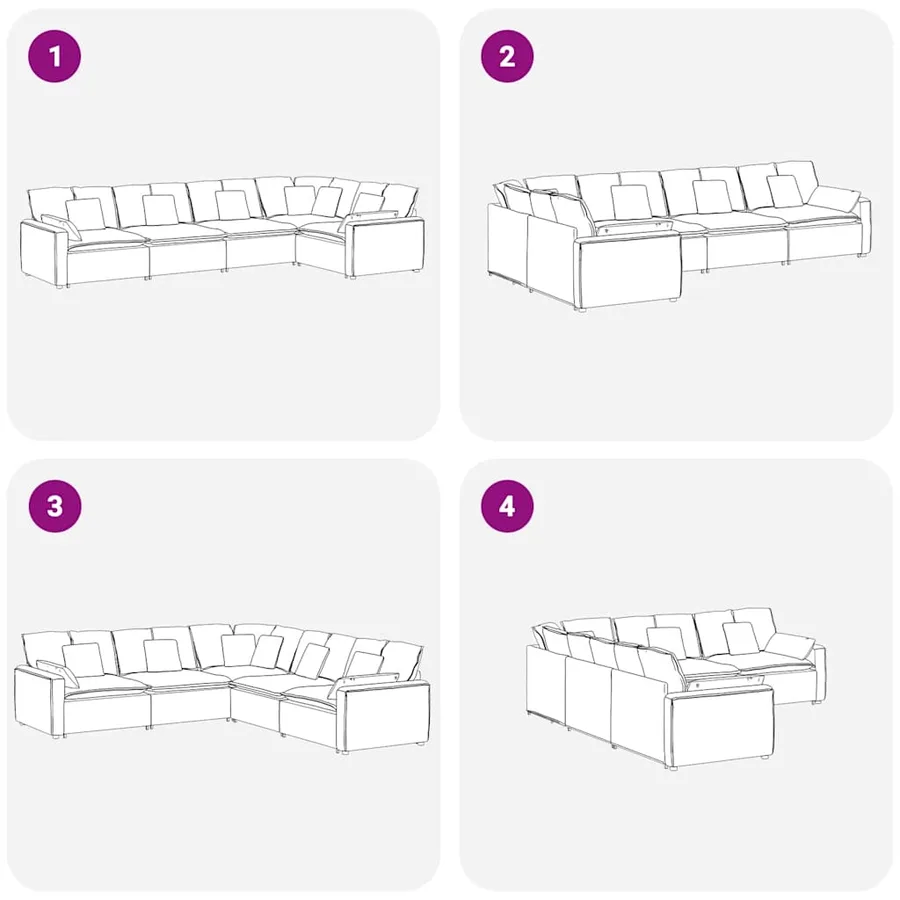 Canapé modulaire avec coussins en velours gris foncé - 9