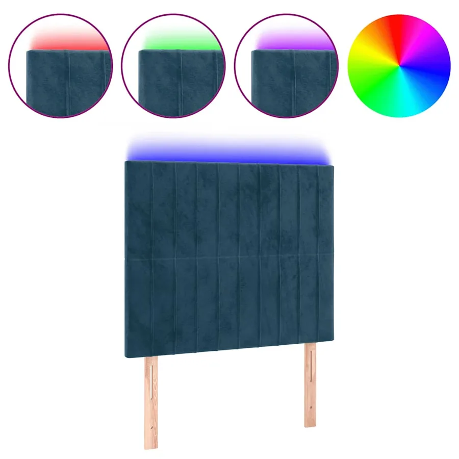 Tête de lit à LED Bleu foncé 100x5x118/128 cm Velours - 2