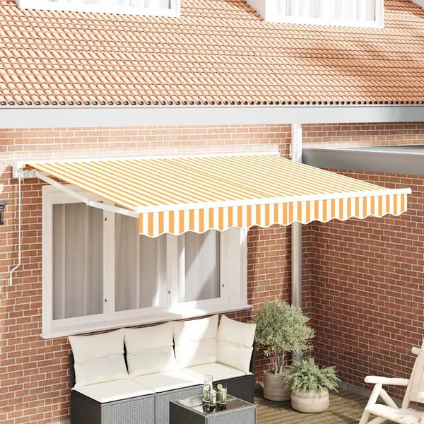 Toile de rechange pour auvent Jaune et blanc 3,5 x 2 m