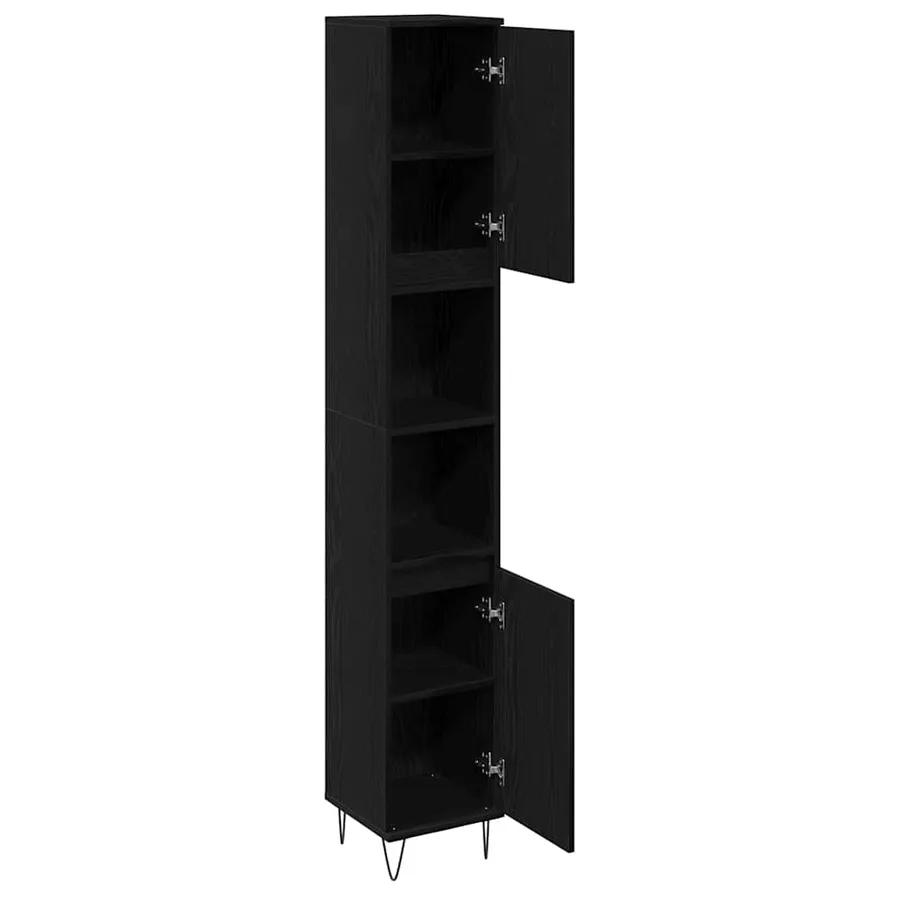 Cabinet de salle de bain avec porte Chêne noir 30 x 30 x 190 cm - 5