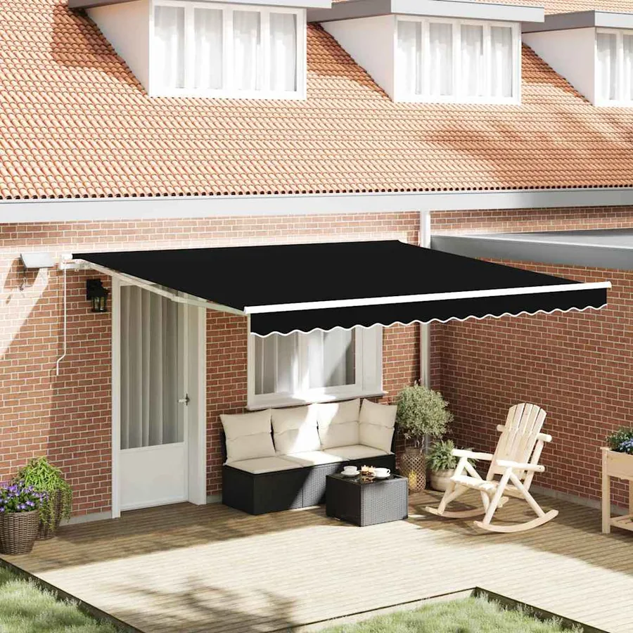 Auvent rétractable Noir 400 × 300 cm Tissu et Aluminium