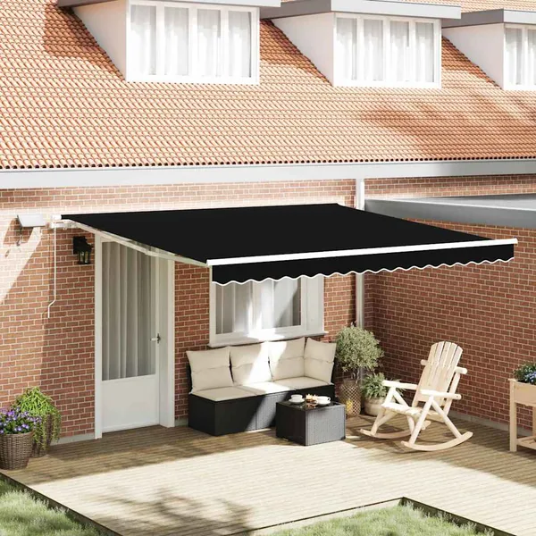 Auvent rétractable Noir 400 × 300 cm Tissu et Aluminium