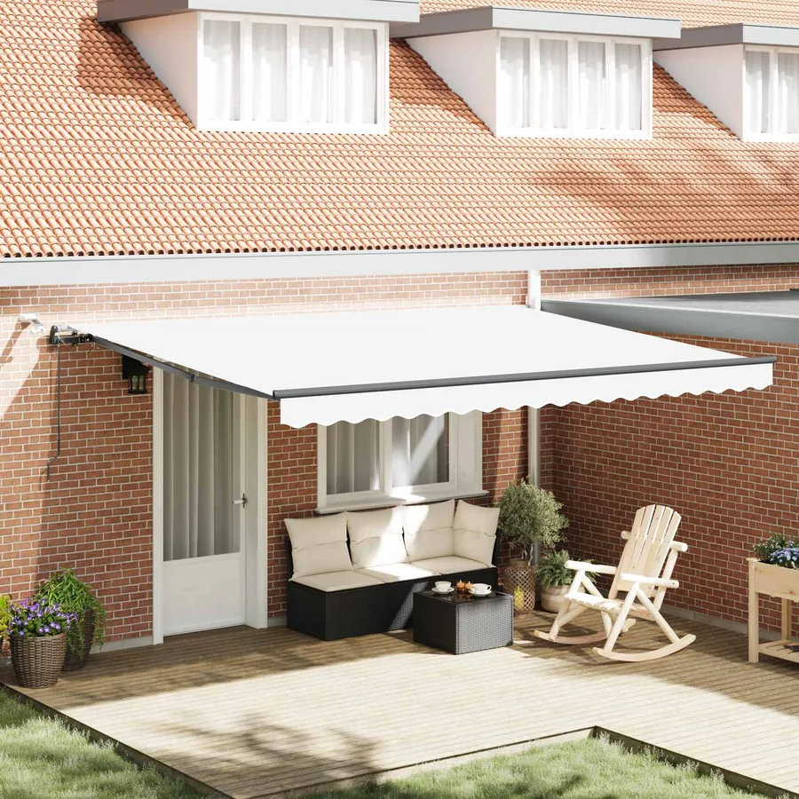 Auvent rétractable Blanc 450 × 300 cm Polyester