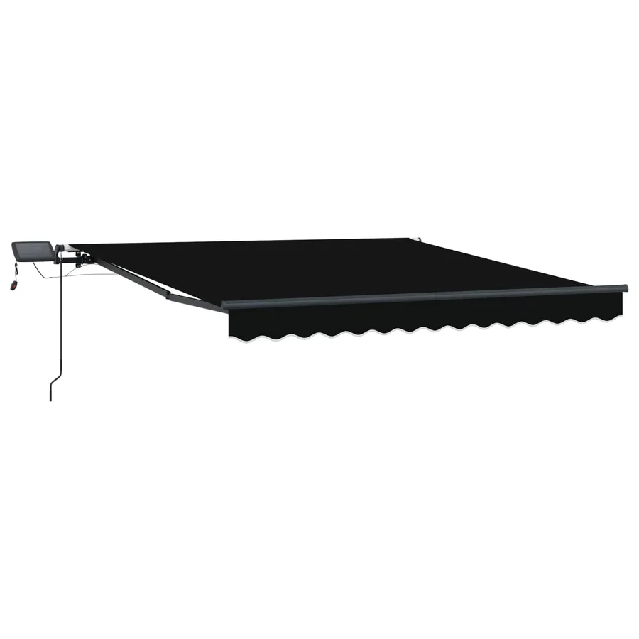 Auvent rétractable Noir 350 x 250 cm Tissu et Aluminium - 5