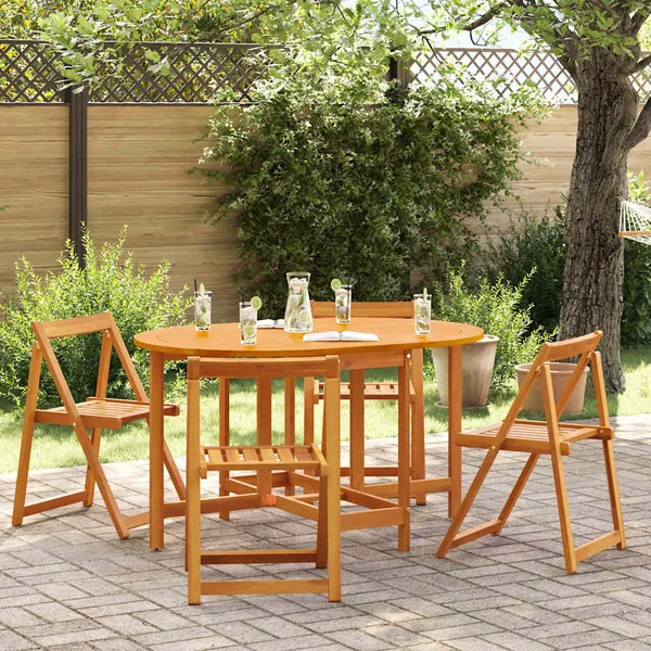 Table de Jardin 5 pcs Marron Bois d'Acacia Massif