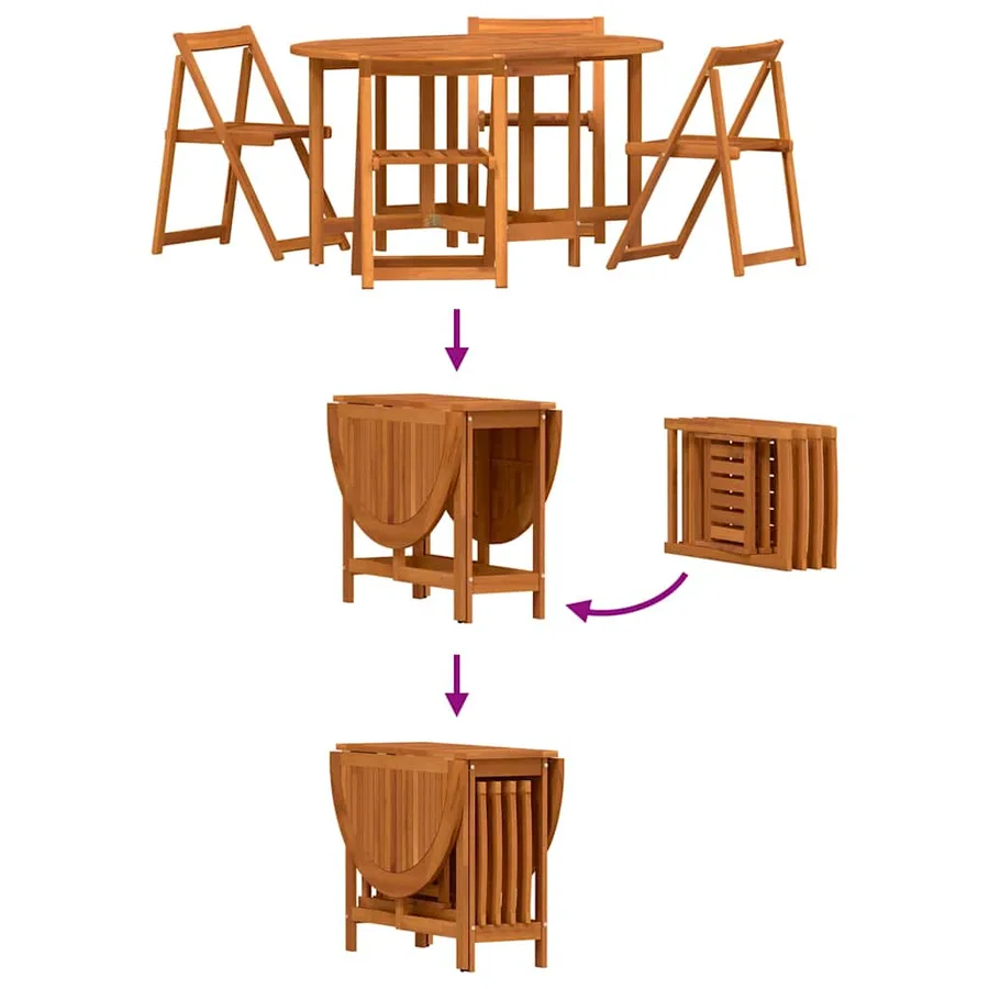 Table de Jardin 5 pcs Marron Bois d'Acacia Massif - 10