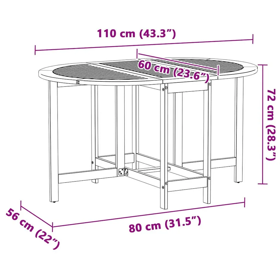 Table de Jardin 5 pcs Marron Bois d'Acacia Massif - 11