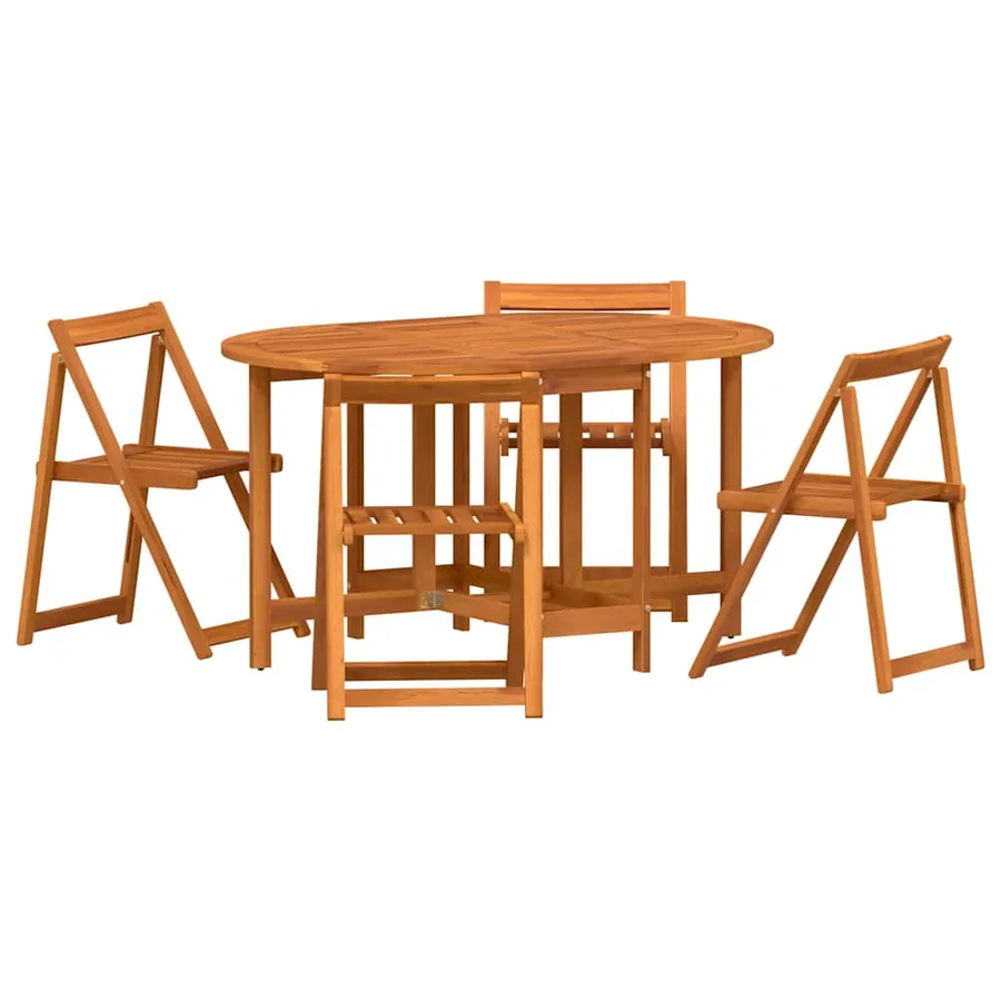 Table de Jardin 5 pcs Marron Bois d'Acacia Massif - 2
