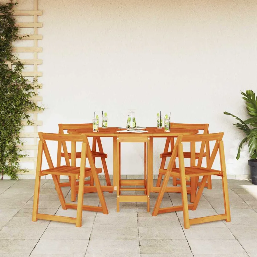 Table de Jardin 5 pcs Marron Bois d'Acacia Massif - 4