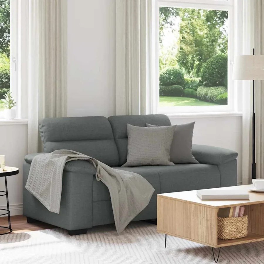 Canapé à 2 places gris foncé 160x81x84 cm tissu
