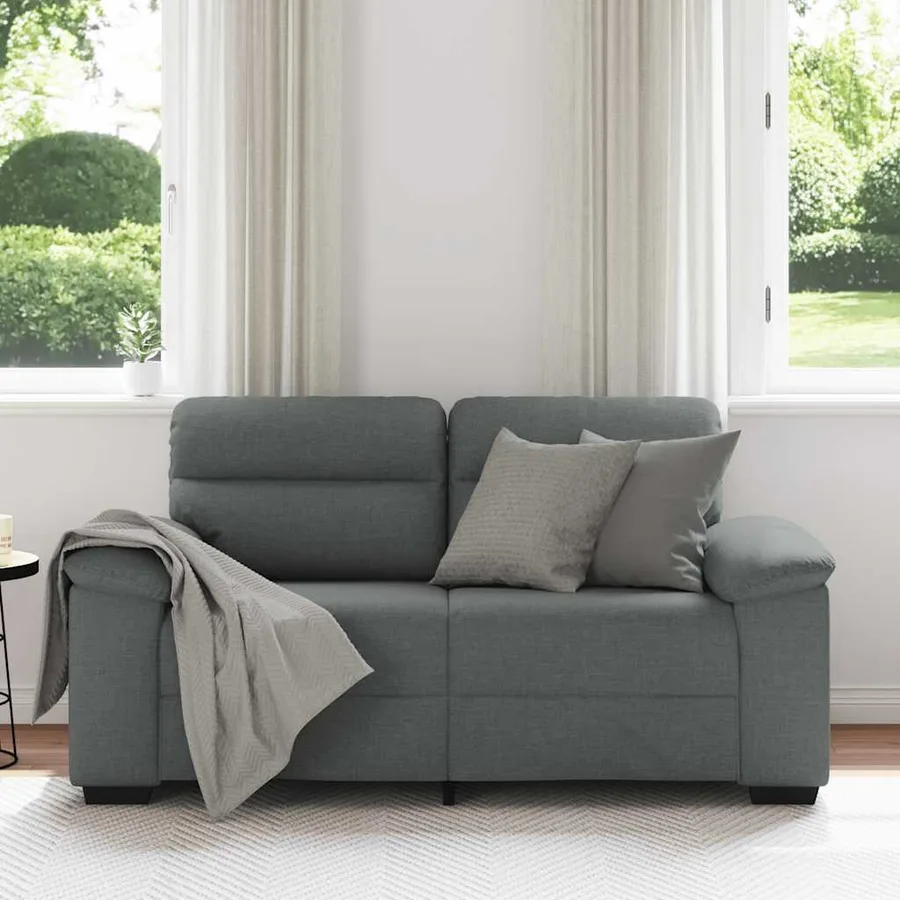 Canapé à 2 places gris foncé 160x81x84 cm tissu - 3